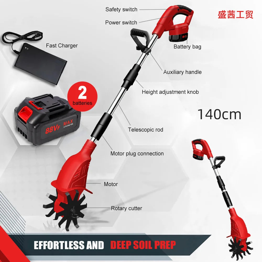 LXXMY Cordless Electric Cultivator 4000W High Power Garden Tiller with Makita Battery