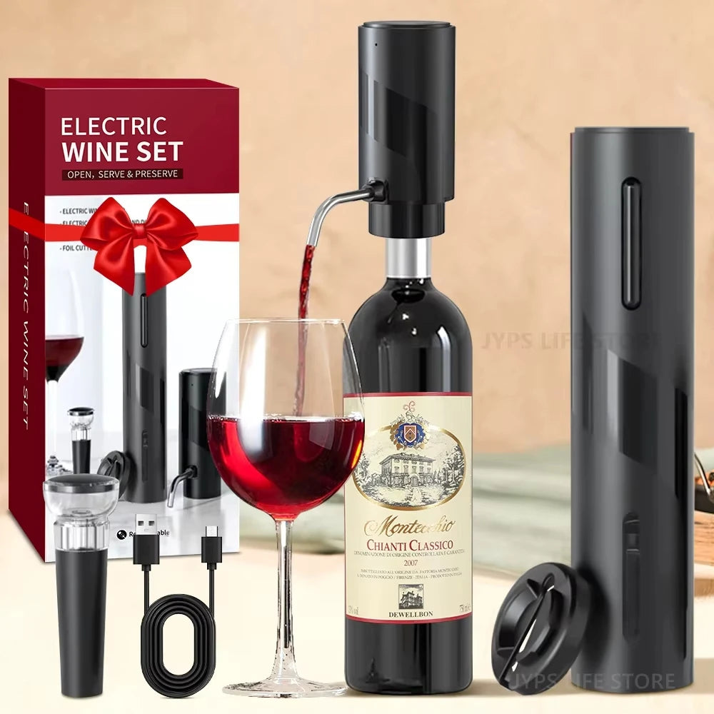 Electric Wine Decanter & Aerator – USB-C Rechargeable Instant Decanting for Wine Lovers