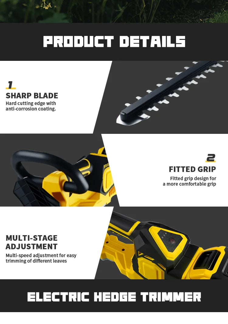 For Dewalt 20v Battery Pins Cordless Electric Hedge Trimmer Brushless – Stainless Steel Blade Garden Cutter (Battery Optional)