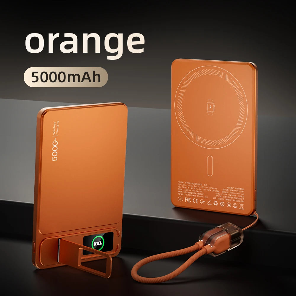 3-in-1 Wireless Power Bank 20W – MagSafe-Style Magnetic Charger with Smart Display & Stand