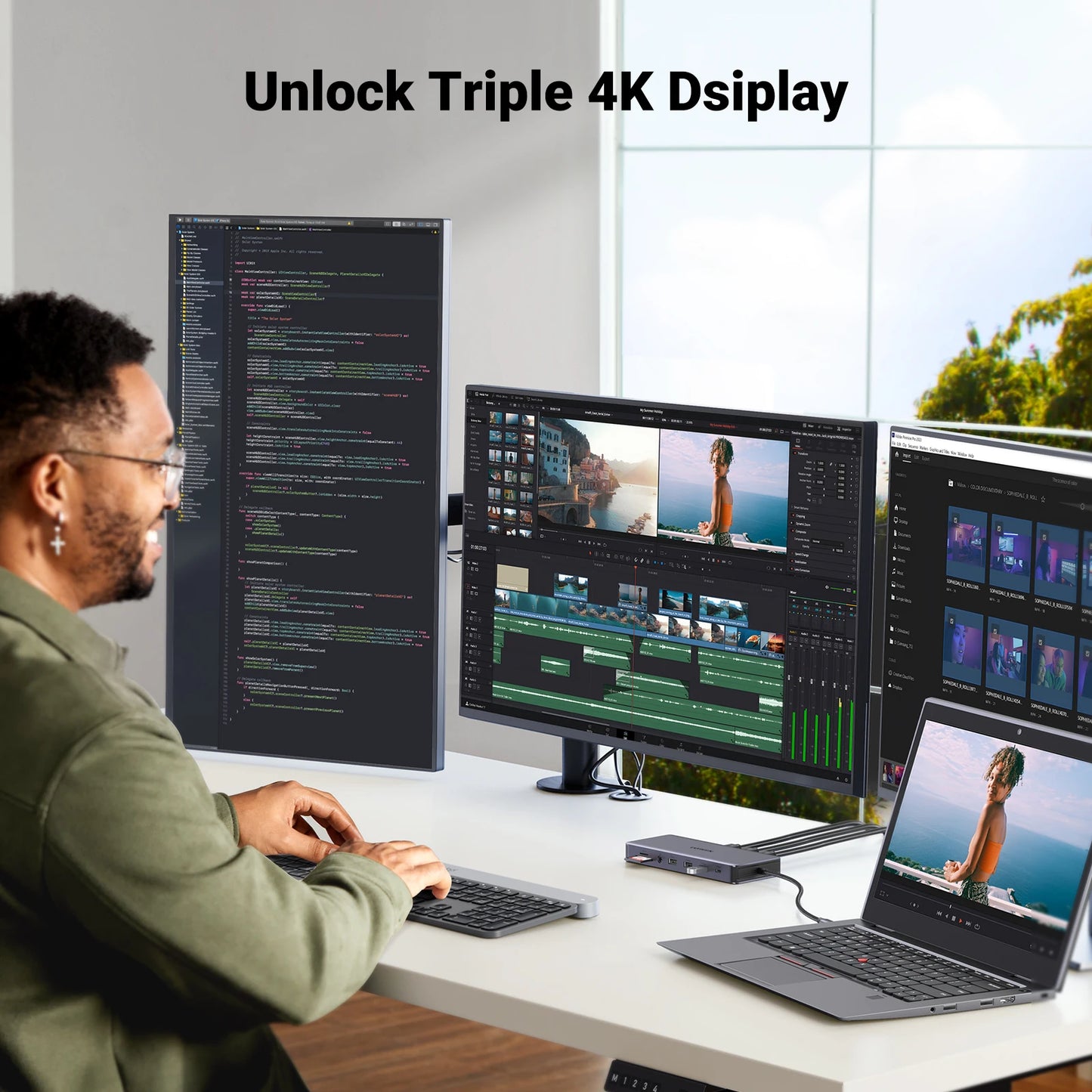 13-in-1 USB-C Docking Station – Triple 4K@60Hz Display, 100W PD, 10Gbps Hub