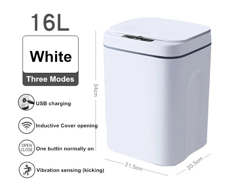 Touchless Sensor Trash Can 16L – Round Infrared Garbage Bin with Deodorizer Slot