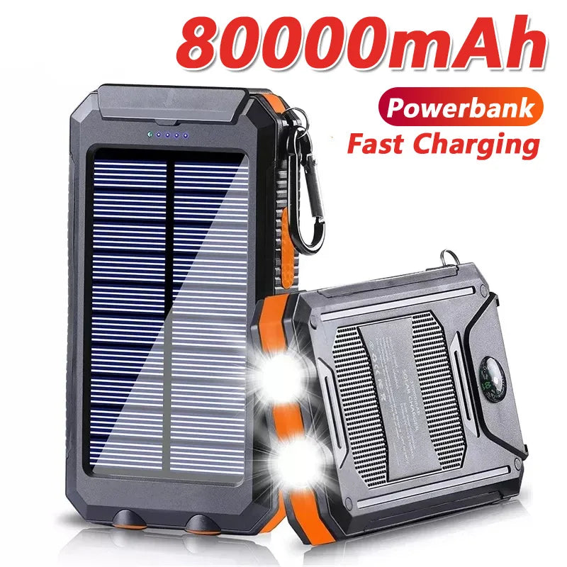 Solar Power Bank with LED Torch & Compass – Outdoor Emergency Charger (20W)