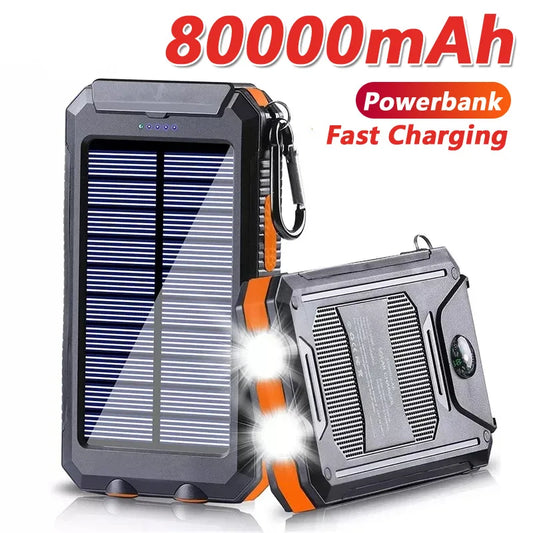 Solar Power Bank with LED Torch & Compass – Outdoor Emergency Charger (20W)