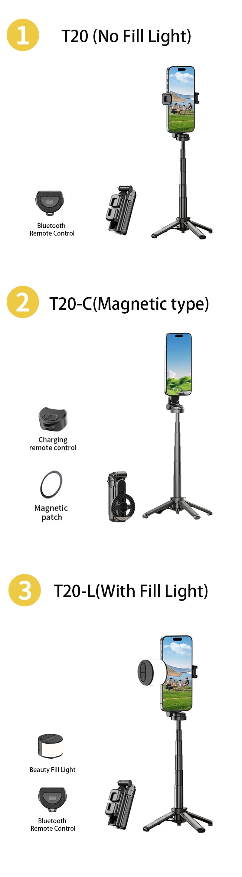 Mini MagSafe Selfie Stick Tripod – Bluetooth Remote & 360° Rotation