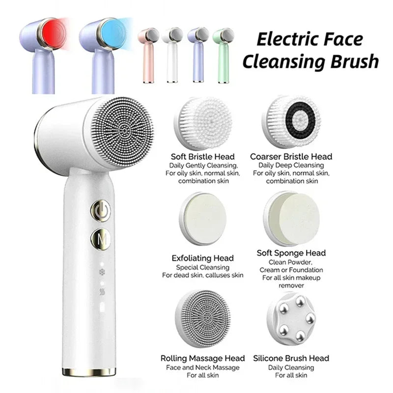 Miitina Electric Face Cleanser – 6 Brush Heads Deep Clean & Blackhead Remover