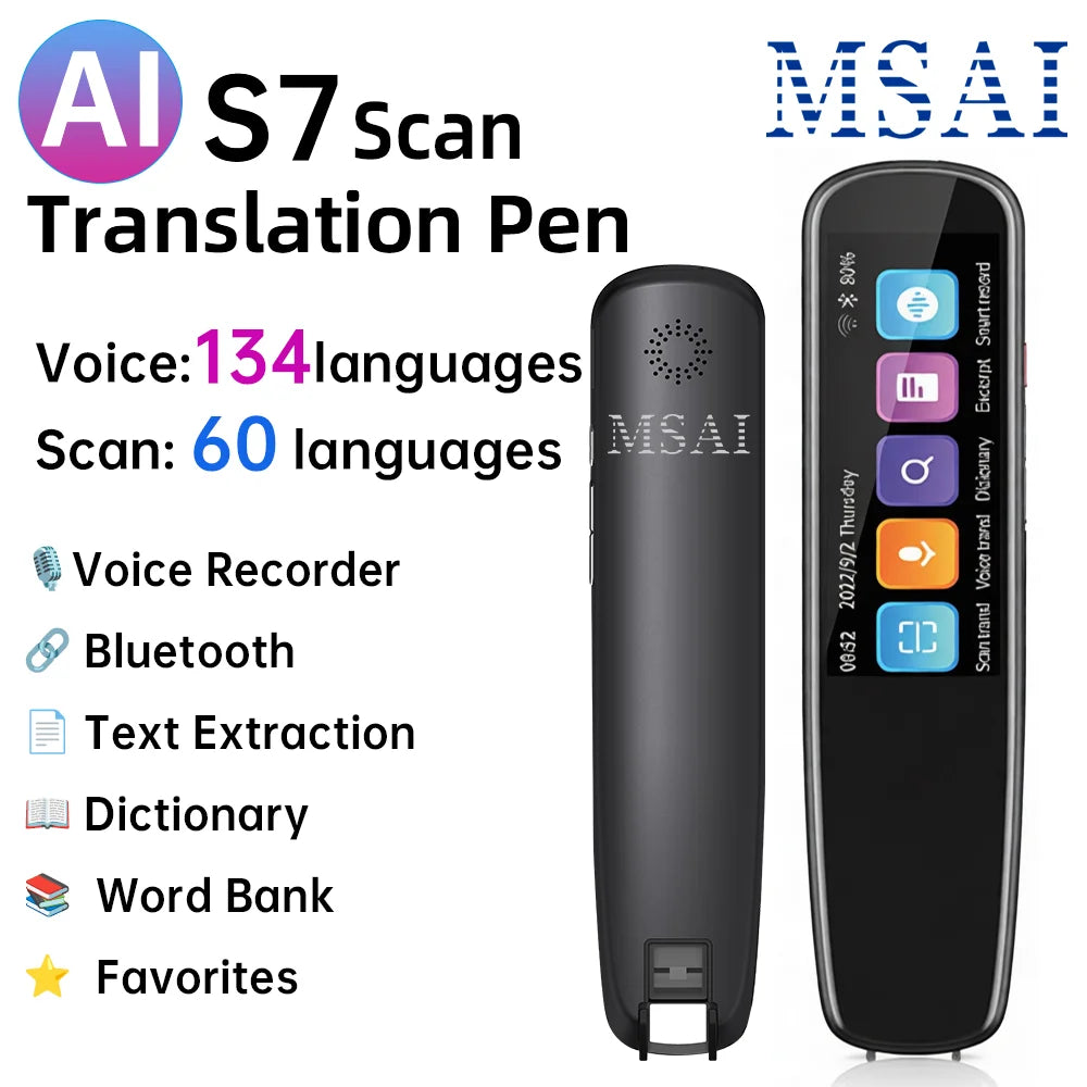 MSAI S7 Portable AI Translator – Text Scan, Voice Translation & Language Learning Tool