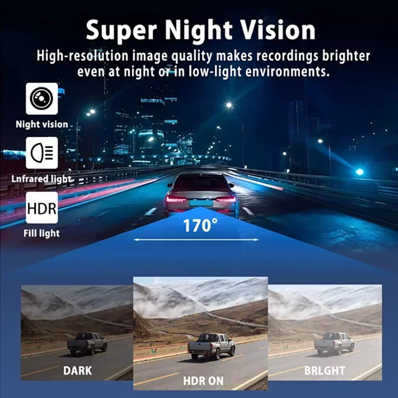 360° 4-Lens Dash Cam 1080P – WiFi Car DVR with Night Vision & Loop Recording