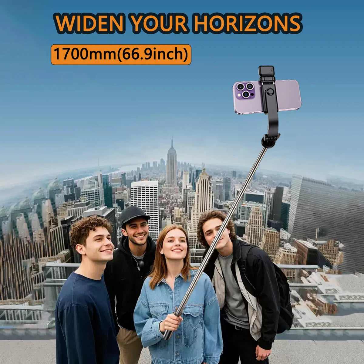 Aluminum Bluetooth Selfie Stick with Remote – R1 1.7m Travel Edition