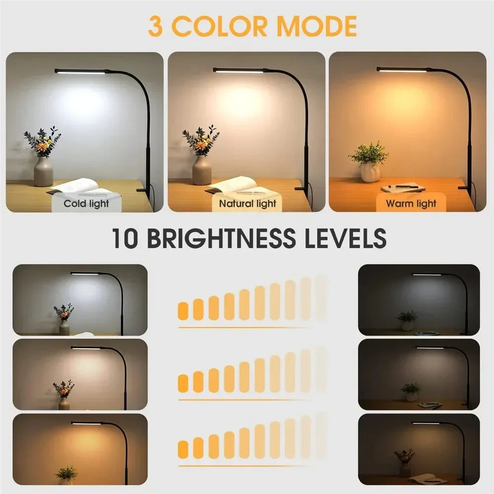 ALTCHIHYQ Double-Head LED Desk Lamp | 80cm Wide, Remote Control, 5-Level Dimming