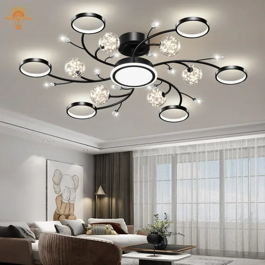 Artpad Modern Star Moon Ceiling Light Fixture | Romantic LED Chandelier for Bedroom & Living Room