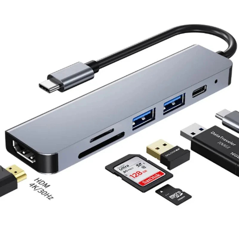 USB-C Hub to 4K HDMI Adapter – 5-in-1 Type-C Dock with PD Charging & Card Reader