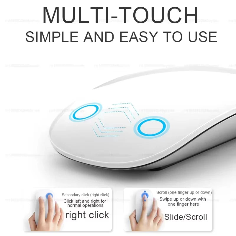 Mini Bluetooth Wireless Mouse – Rechargeable, Touch Scroll, Ultra-Slim Design