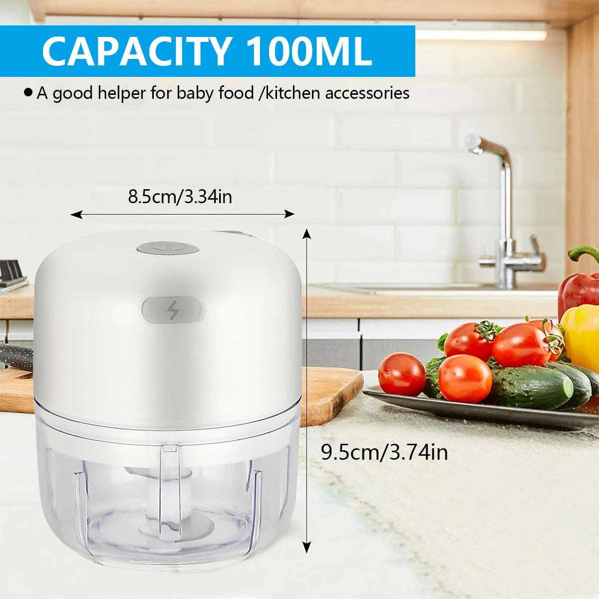 MOBEM Mini Electric Food Chopper – Wireless Garlic & Vegetable Chopper, USB Rechargeable