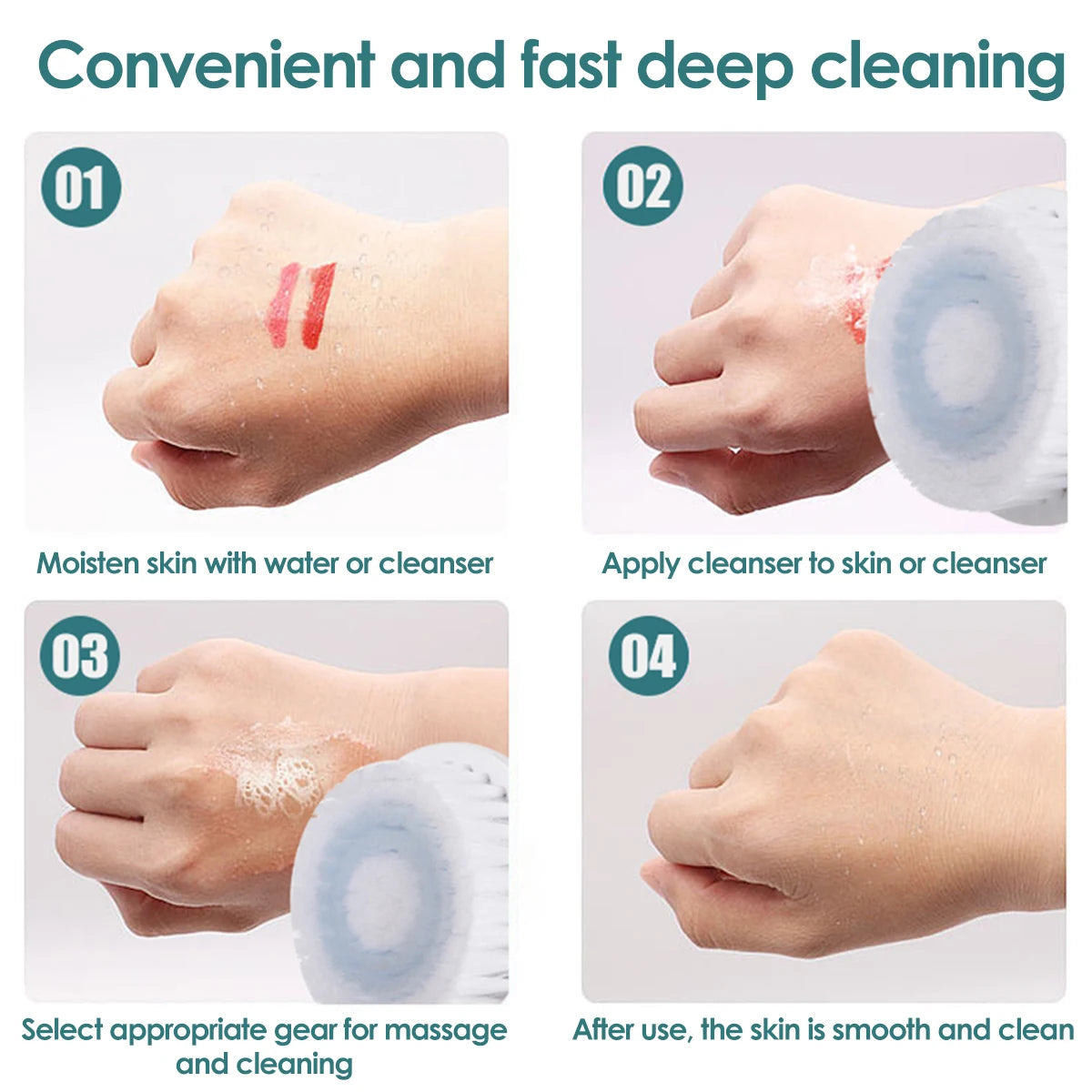 IPX7 Waterproof Facial Cleansing Brush – USB Rechargeable Deep Clean Device