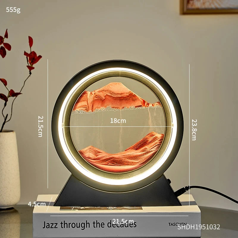 Rotating Quicksand Art Lamp | 360° Moving Sand Glass Atmosphere Light