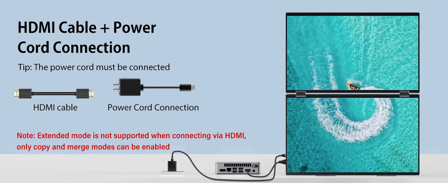 15.6″ Folding Dual Monitor | FHD IPS 1080P | USB-C Portable Display | Built-in Speakers