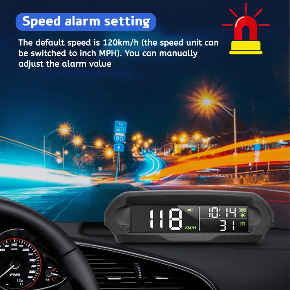 MAIMEIMI Solar GPS Car Head-Up Display – Universal Digital Speedometer HUD with Overspeed & Fatigue Alertsr