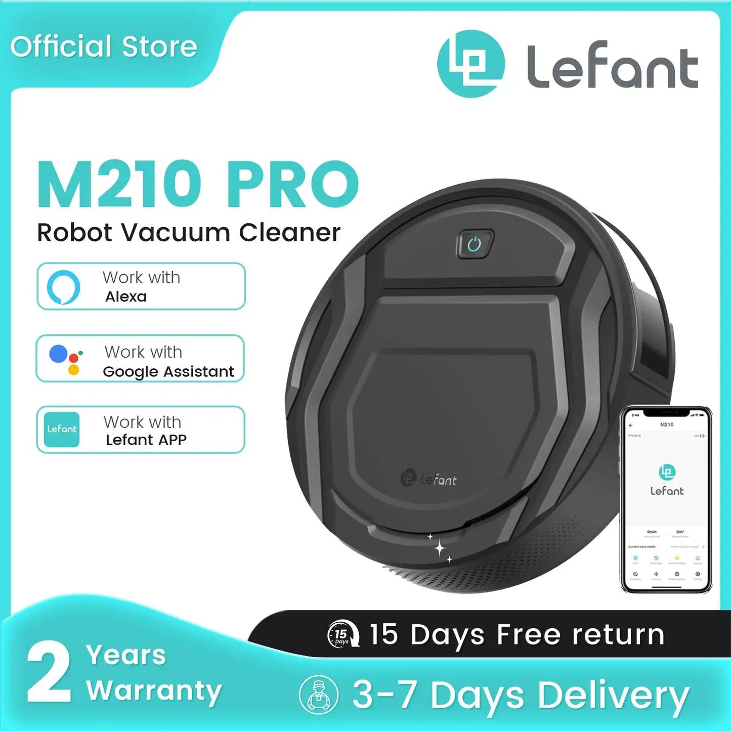 Lefant M210 Pro Robot Vacuum Cleaner – 2200Pa Suction, App & Alexa Control, Slim Design