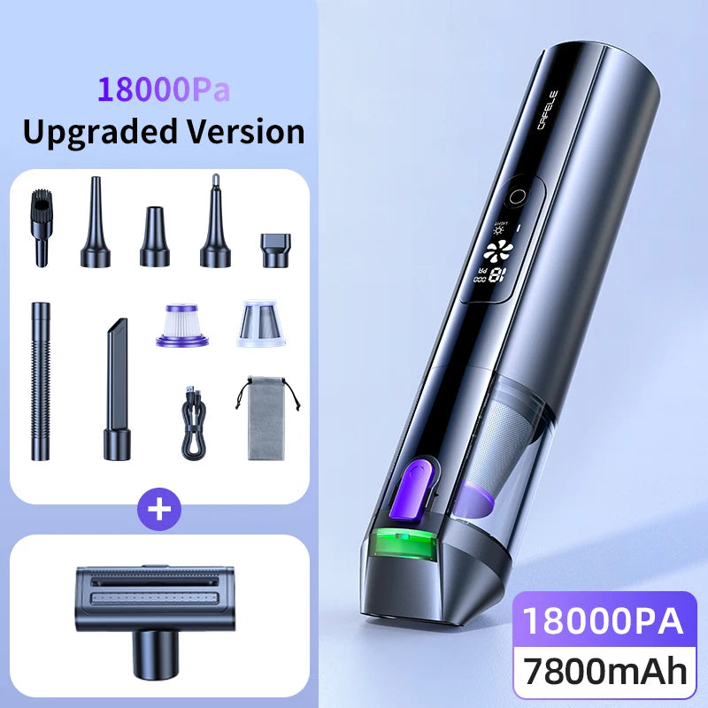 cafele CX06 4-in-1 Cordless Car Vacuum Cleaner – 18000Pa Brushless, Air Pump & Wind Blower