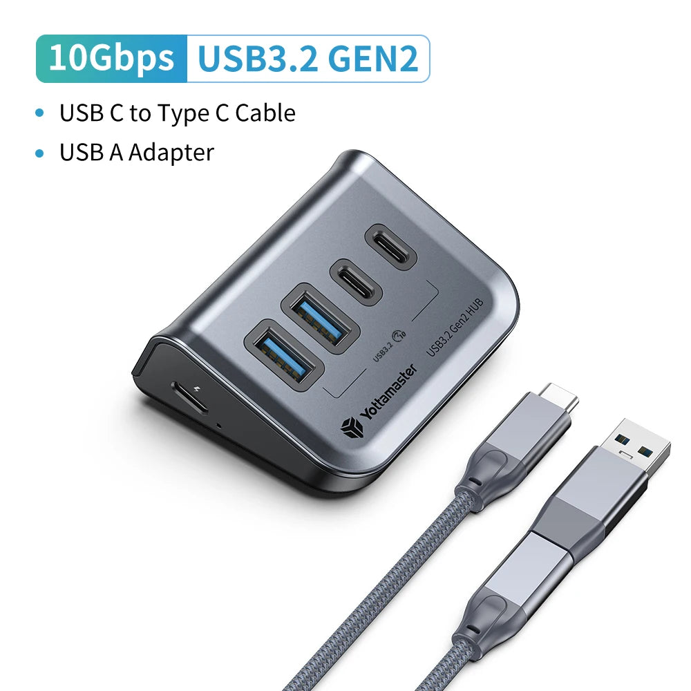 GA1 USB-C Hub with Power Supply – 7 Ports, 10Gbps High-Speed Data Transfer