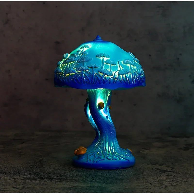 Creative Stained Glass Mushroom Table Lamp | Colorful Atmosphere Bedside Light