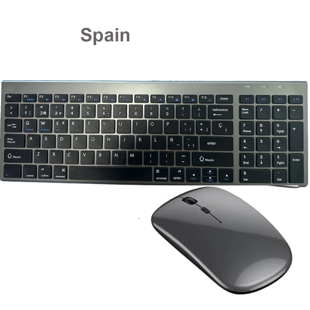 Slim Wireless Keyboard Mouse Set – Multi-Device Bluetooth, USB Receiver