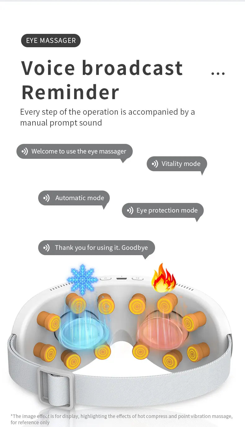 VIMYSHOW Heat & Cool Eye Massager – 12 Node Acupressure with Bluetooth Music