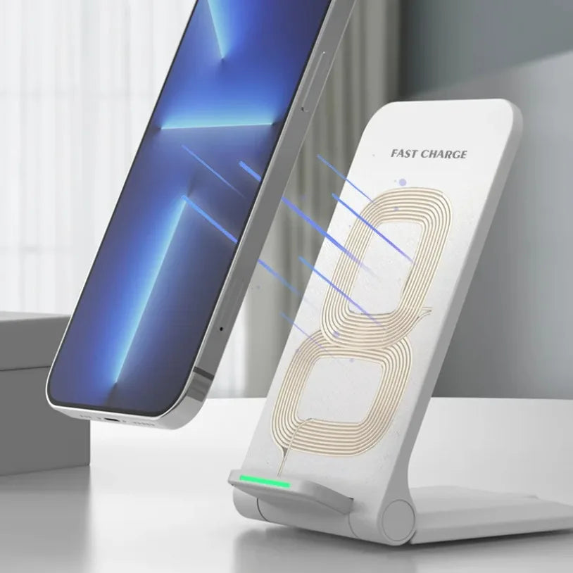 VIKEFON Fast Wireless Charger Stand 30W with Dual-Coil & Foldable Design