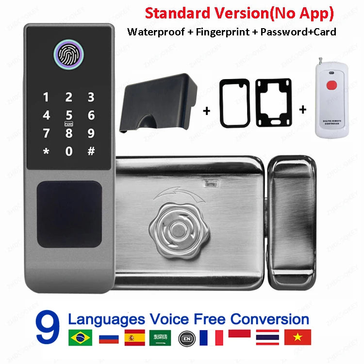 G23 Waterproof Smart Gate Lock – Fingerprint, Password, Card & Remote Unlock