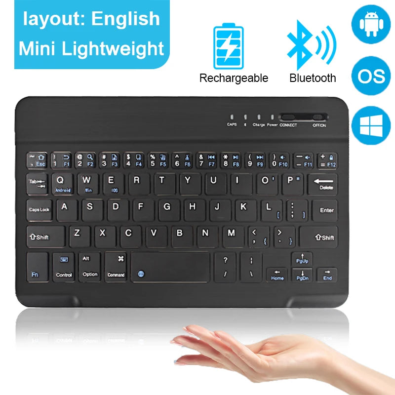 Bluetooth Wireless Mini Keyboard – Rechargeable, Multi-Device, Compact Layout