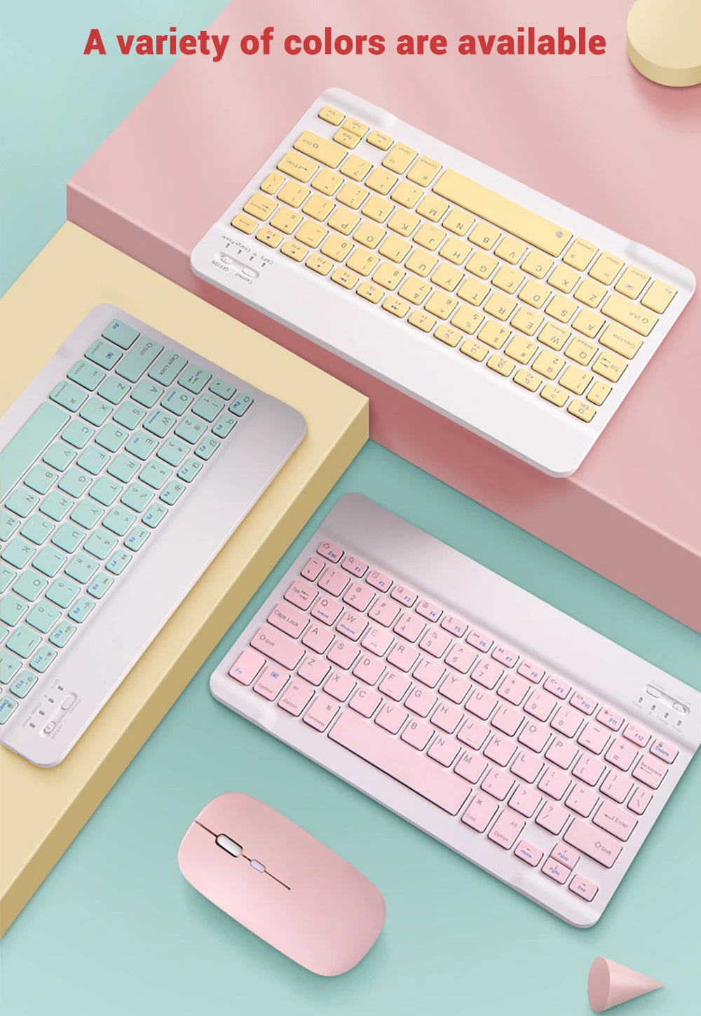 Bluetooth Keyboard with Wireless Mouse – Rechargeable, Home Office Ready