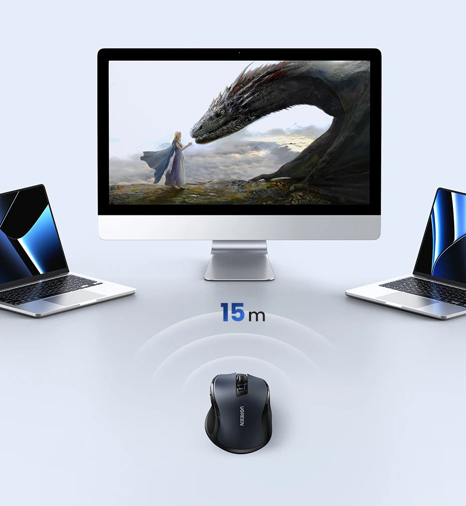 UGREEN MU006 Wireless Mouse – Bluetooth 5.0 & 2.4G, 4000 DPI, Silent Ergonomi
