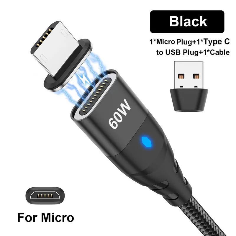 Nylon Braided 6-in-1 Charging Cable – QC3.0 Fast Charge & Data Sync (3A)