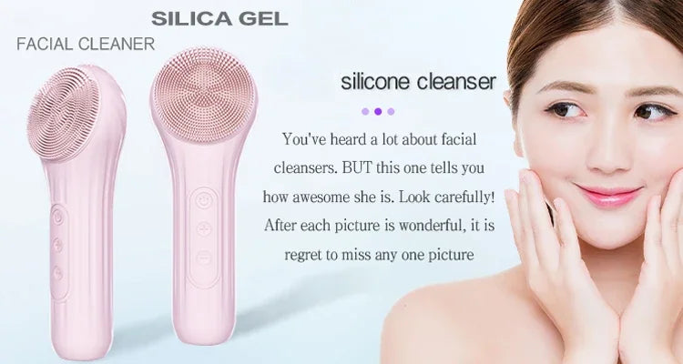 LSHOW Rechargeable Sonic Facial Cleansing Brush with Hot Compress – IPX7 Waterproof Deep Clean & Massage Tool
