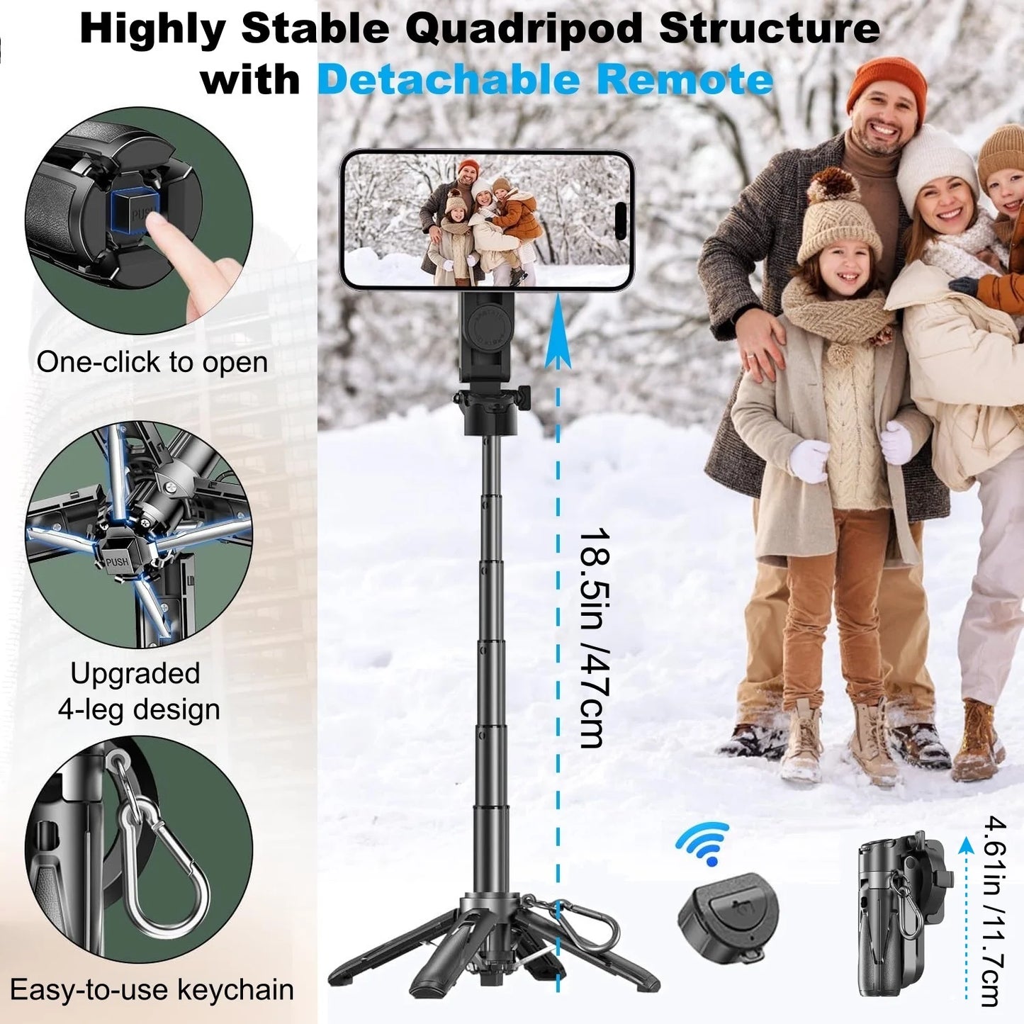 P15 MagSafe Mini Tripod Selfie Stick – Bluetooth Remote, Pocket-Size Vlogging Stand