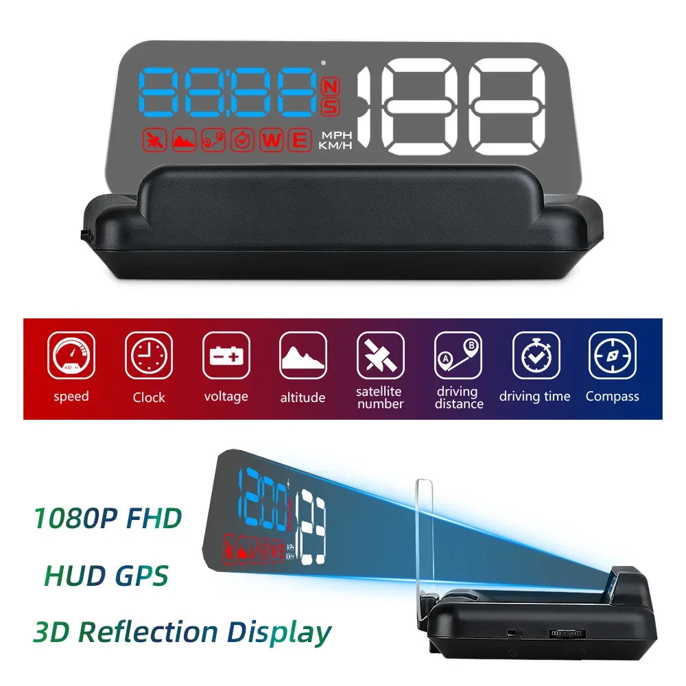 ZMFJH C500 OBD2 / T900 GPS Head-Up Display – Digital Speedometer with RPM, Fuel, Voltage & Alarm Alerts (KM/H & MPH)