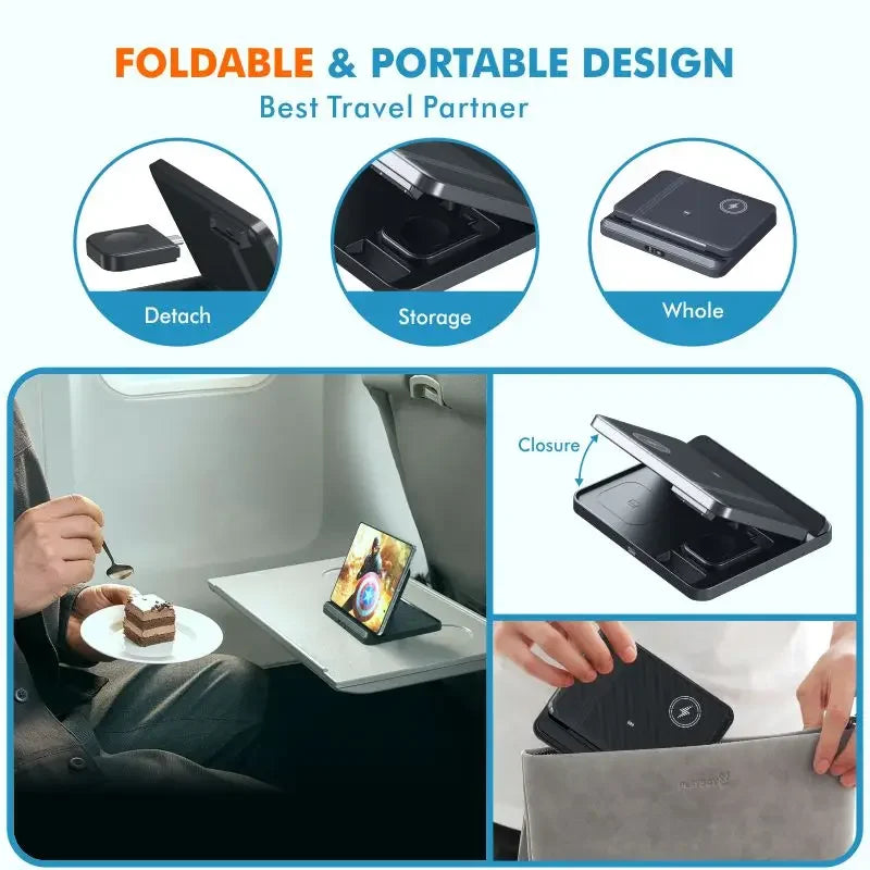 VIKEFON Foldable 3-in-1 Wireless Charger with Cooling Fan for Samsung Devices