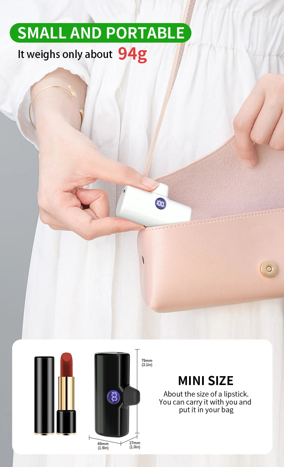Pocket Power Bank 5000mAh – 18W PD Fast Charge for iPhone & Android