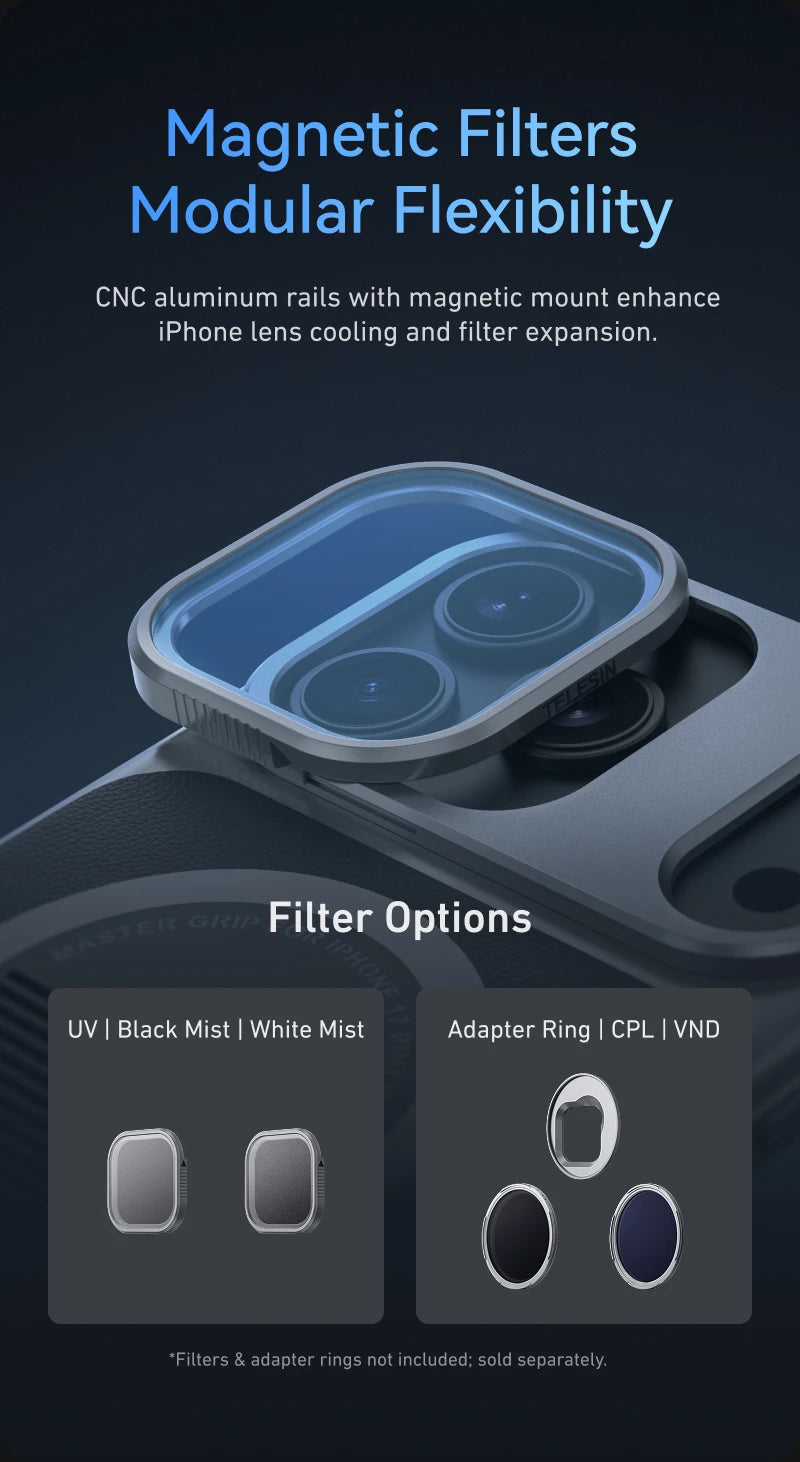 Master Grip for iPhone 17 Pro / Pro Max | Magnetic Camera Handle with 3200mAh Battery