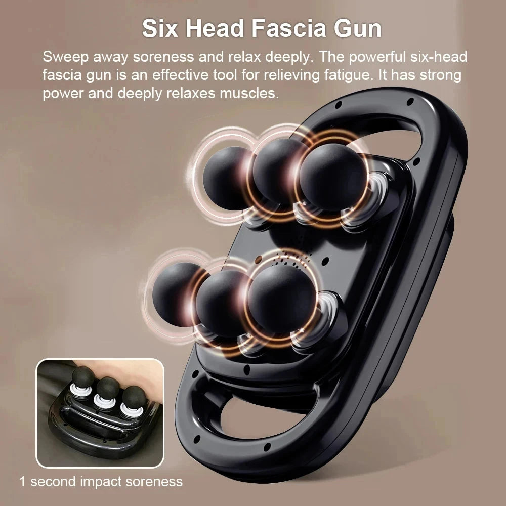 HOMEFISH 6-Head Massage Gun – Wide-Coverage Percussive Muscle Relaxation