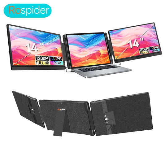 Rospider 14″ Portable Monitor – IPS Type-C, 1920×1080, Rotatable Swivel Display