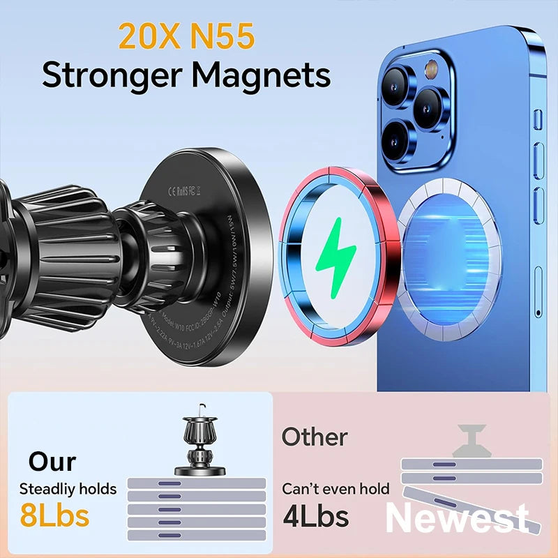 30W Magnetic Wireless Car Charger with Cooling Fan – Qi Fast Charging for iPhone