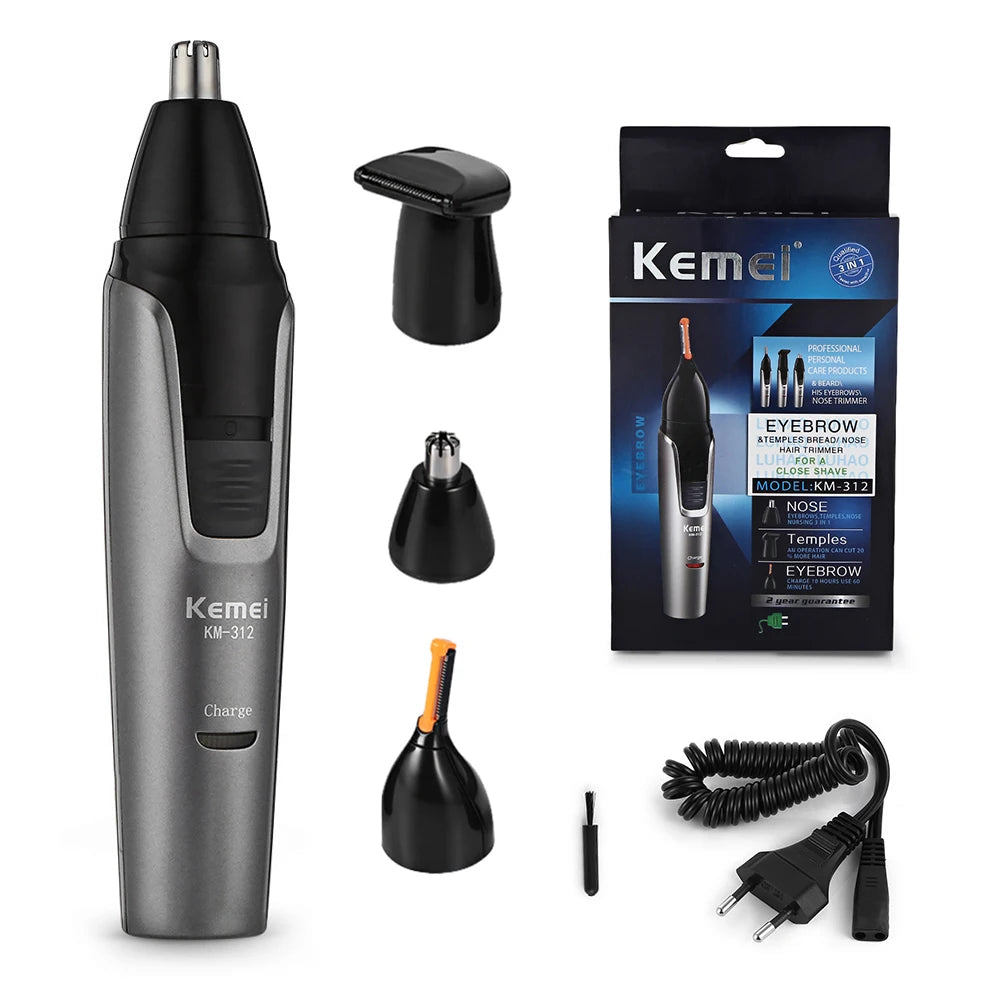 Kemei KM-312 Nose, Beard & Eyebrow Trimmer – Compact Rechargeable Groomer