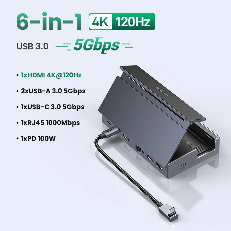 9-in-1 Steam Deck Docking Station – 4K@60Hz HDMI, 10Gbps USB-C, 100W PD Stand