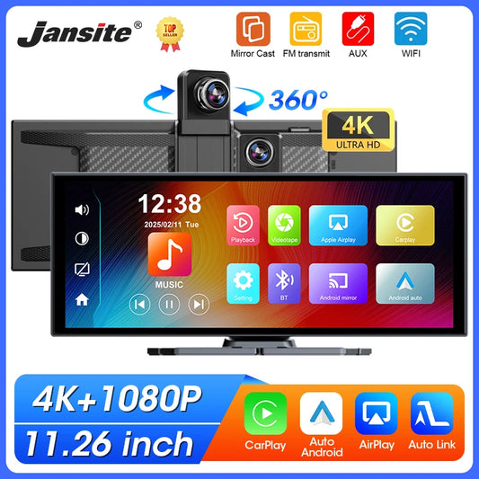 T369 11.26″ Wireless CarPlay Screen with 4K Rotatable Camera