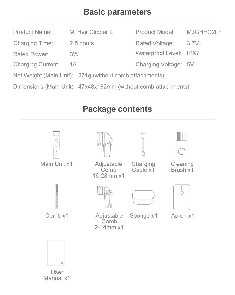 Xiaomi Mijia Hair Clipper 2 – IPX7 Waterproof Professional Cordless Trimmer
