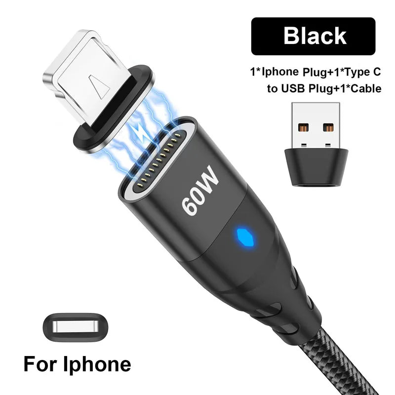 Nylon Braided 6-in-1 Charging Cable – QC3.0 Fast Charge & Data Sync (3A)