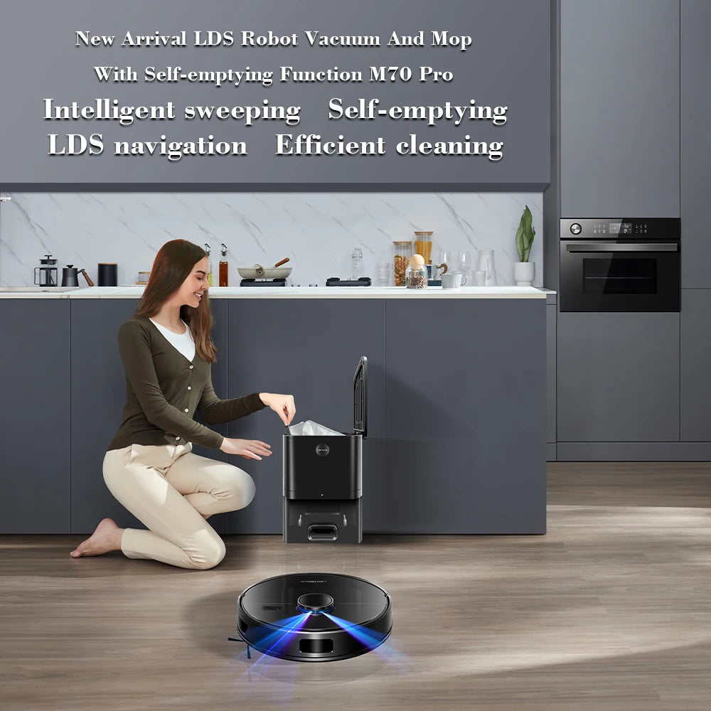 Liectroux M70 Pro Smart Robot Vacuum – LiDAR Navigation, 175-Min Runtime, Self-Empty Base