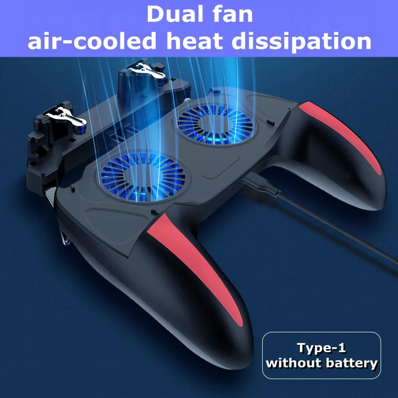 H10 Mobile Phone Gaming Handle with Radiator – 4-Finger Shooter Gamepad for PUBG & FPS